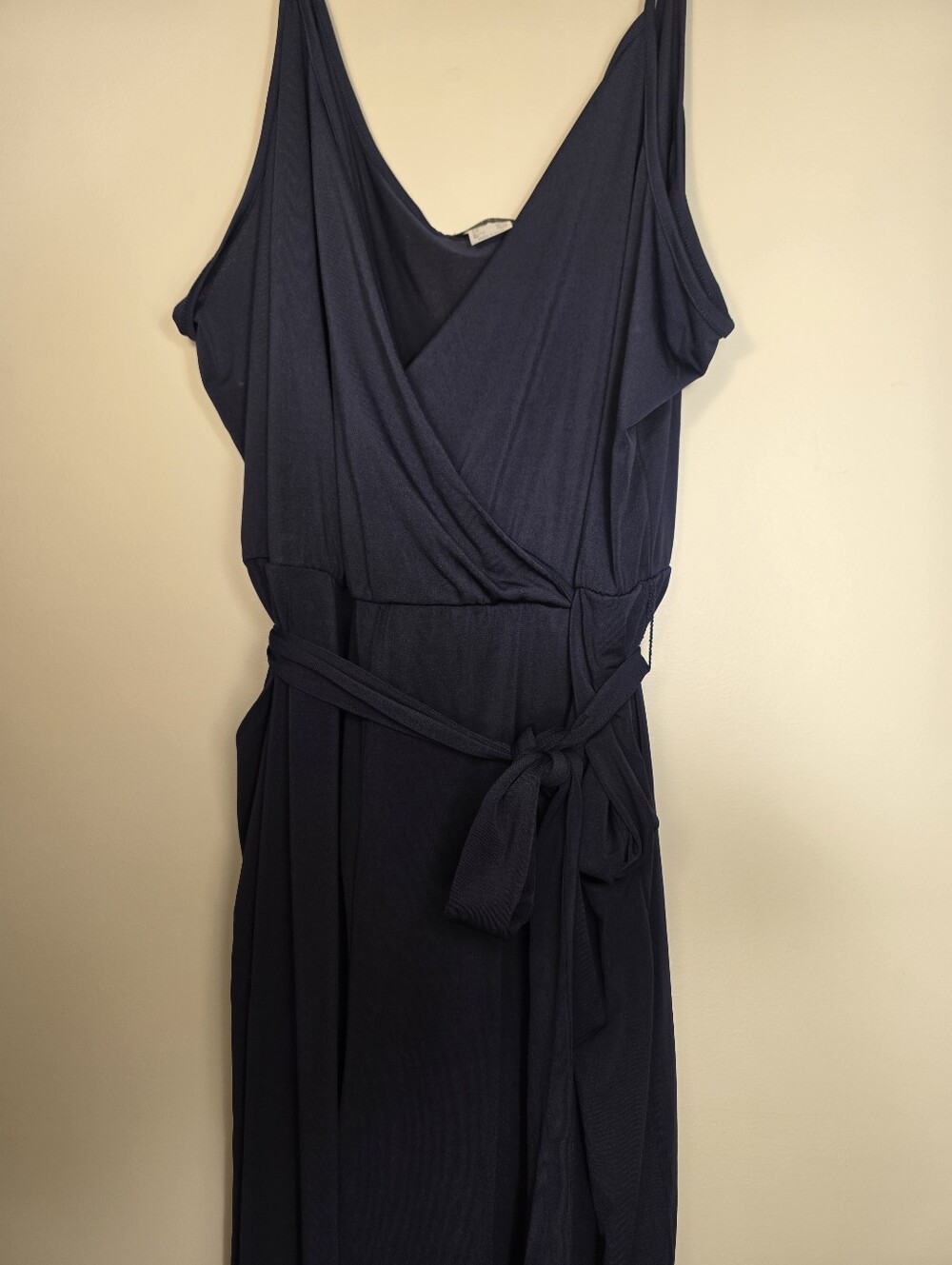 2X VENUS Navy Sleeveless Wrap Jump Suit Open Leg